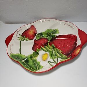Vintage PIER 1 IMPORTS **Strawberry** Divided Tray With Handles